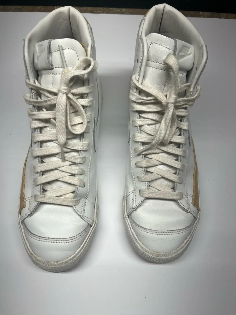 Nike Women’s White High-Top Sneakers with Tan Panels